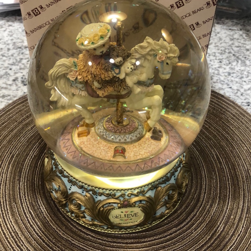 Bainbridge Bears Snow Globe Patricia Carousel of Dreams Music Box